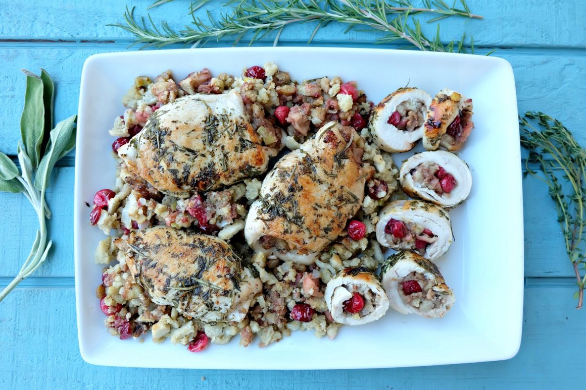 This delicious apple cranberry stuffed turkey breast recipe is perfect for a Thanksgiving meal or for a weeknight dinner! Ready in 45 minutes or less, this easy meal is a fabulous Thanksgiving dinner for two, four or more! Great for small family festivities! Recipe development #sponsored by Canadian Turkey.