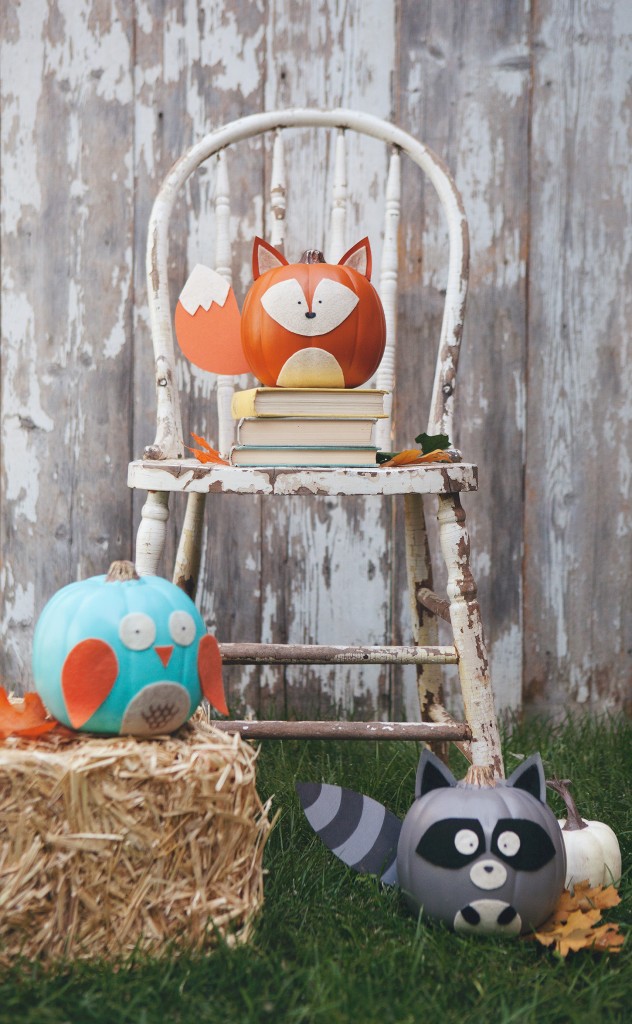 27+ Awesome Pumpkin Crafts, DIYs and Decorating Ideas-Woodland Animals Pumpkins from Simple As that