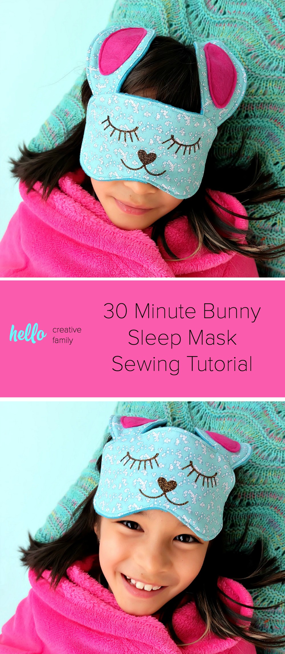 This 30 Minute Bunny Sleep Mask Sewing Tutorial is just about as cute as can be! Its easy to make and would make an adorable handmade gift idea for teens or tweens and would be perfect for birthday party or slumber party favors! Free cut file provided using the Cricut Maker or Cricut Explore. I have to make this Cricut project next! Step by step photos and instructions! #sponsored #CricutMade #CricutMaker