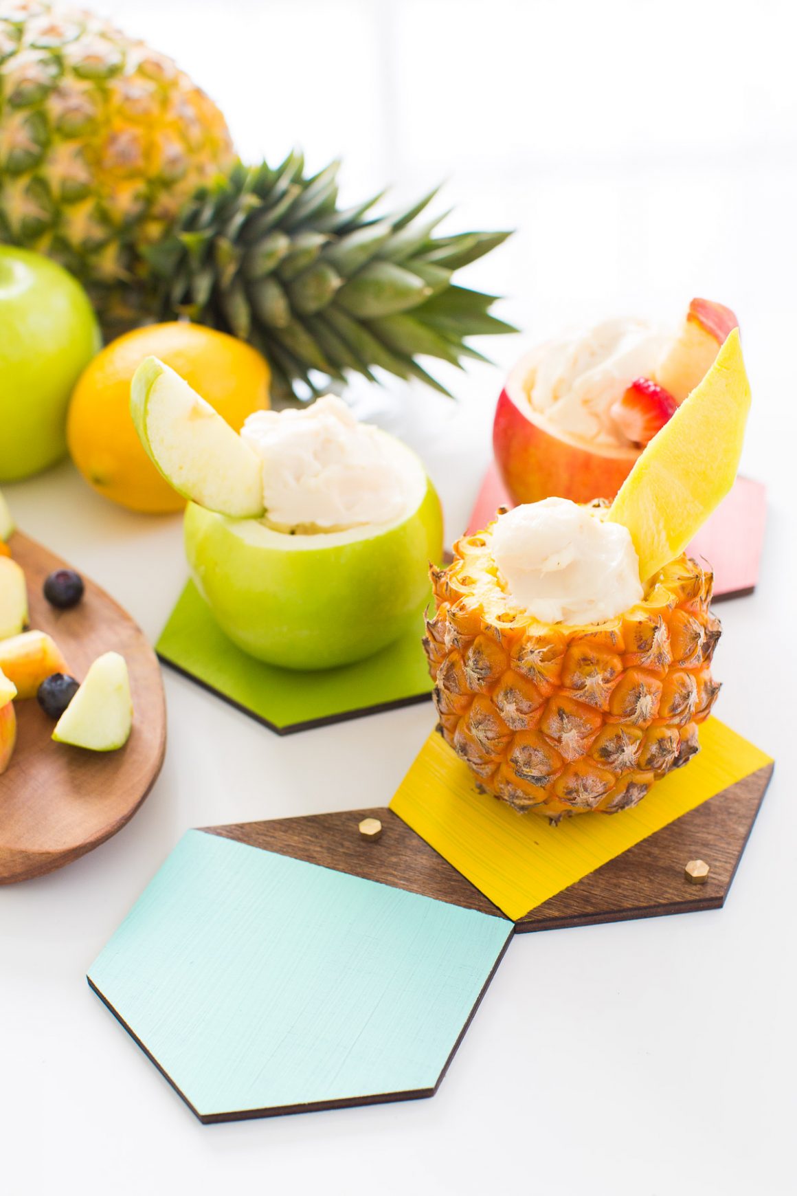 50 Easy Handmade Gift Ideas You'll Love: Color Blocked Hexagon Mini Serving Boards from Sugar and Cloth