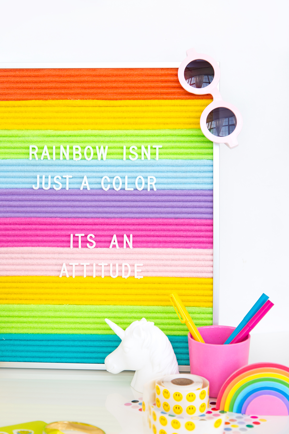 50 Easy Handmade Gift Ideas You'll Love: DIY Rainbow Felt Letterboard from Aww Sam
