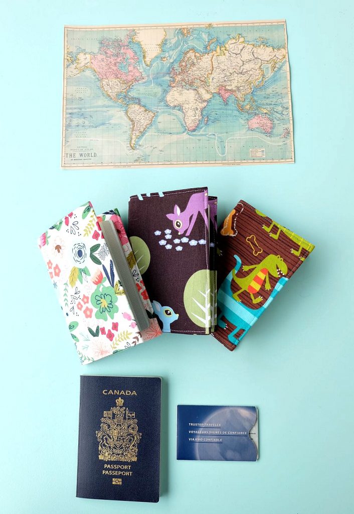 Know someone who loves to travel? This 30 minute DIY passport holder sewing tutorial makes a lovely handmade gift for anyone who has the travel bug! Customize it with your favorite fabric. The passport holder has a pocket to hold extra ID. This project tutorial has step by step photos making it so easy to make at home. Also comes with a free Cricut cut file for if you want to cut your fabric with the Cricut Maker. #sewing #craft #DIY #travel #cricutmaker