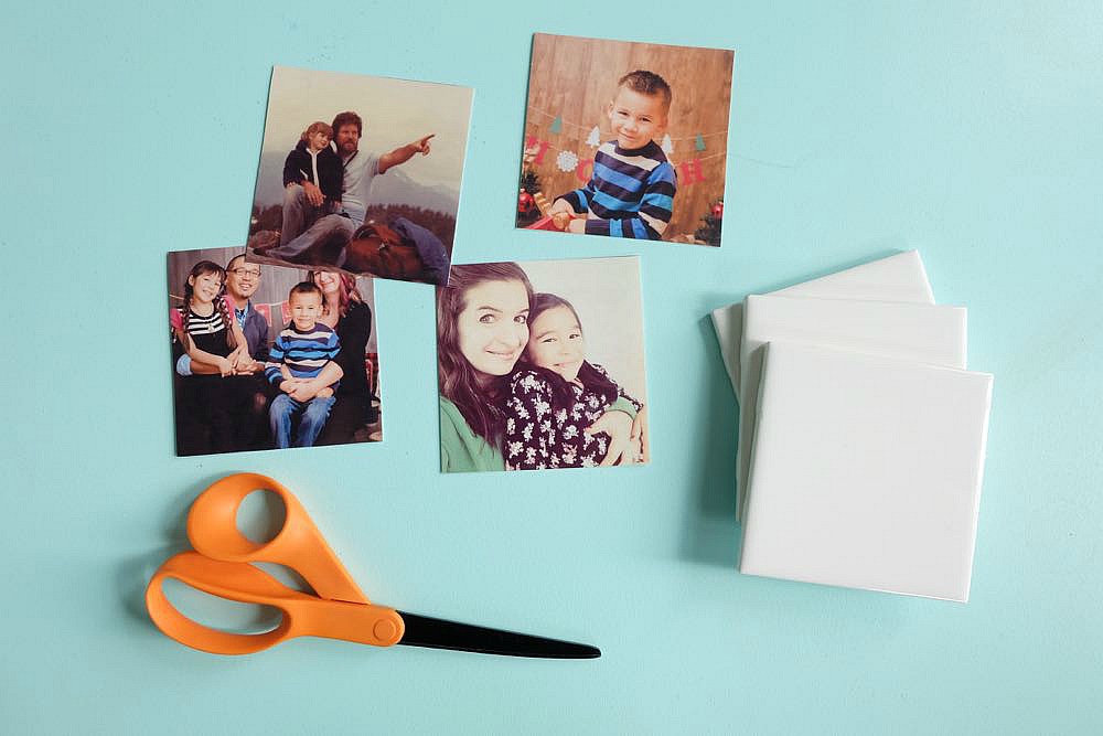 Turn your favorite family photos into gorgeous DIY photo coasters! This project is an easy handmade gift idea that costs less than $5.00 to make! Perfect for DIY gifts for moms, dads, grandmas and grandpas for Christmas, birthdays, Mother's day and Father's Day! This tutorial has step by step photos and instructions. #handmadegift #craft #diy #photography