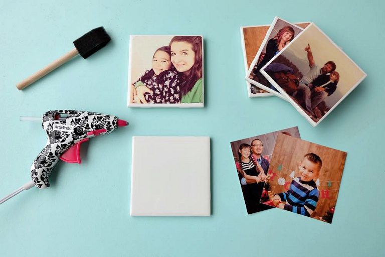 Turn your favorite family photos into gorgeous DIY photo coasters! This project is an easy handmade gift idea that costs less than $5.00 to make! Perfect for DIY gifts for moms, dads, grandmas and grandpas for Christmas, birthdays, Mother's day and Father's Day! This tutorial has step by step photos and instructions. #handmadegift #craft #diy #photography