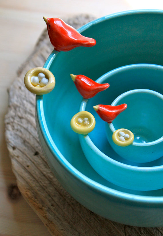 Handmade Holiday Gift Guide Gifts For Her: Bird and Nest Nesting Bowls from Tasha Mckelvey