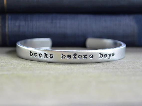 Handmade Holiday Gift Guide Gifts For Her: Books Before Boys Bracelet from Cynical Redhead