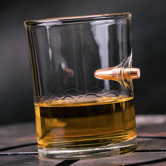 Handmade Holiday Gift Guide Gifts For Him: Bullet Whiskey Glass from Lucky Shot USA