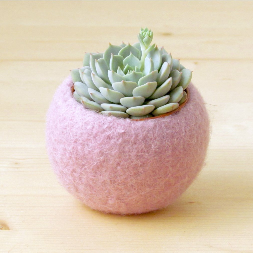 Handmade Holiday Gift Guide Gifts For Her: Felted Succulent Planter from The Yarn Kitchen