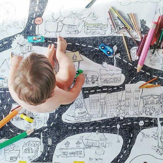 Handmade Holiday Gift Guide Gifts For Kids: Giant City Coloring Poster from Atelier Rue Tabaga