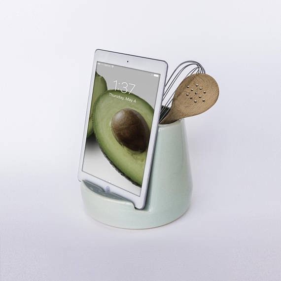 Handmade Holiday Gift Guide Gifts For Her: Mint Green Kitchen Dock and Canister from STAK Ceramics