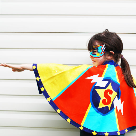 Handmade Holiday Gift Guide Gifts For Kids: Personalized Superhero Cape and Mask from Wild Things Dresses