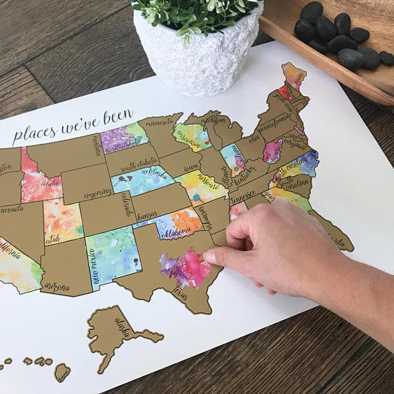 Handmade Holiday Gift Guide Gifts For Kids: Places We've Been Map from Kristin Douglas Art