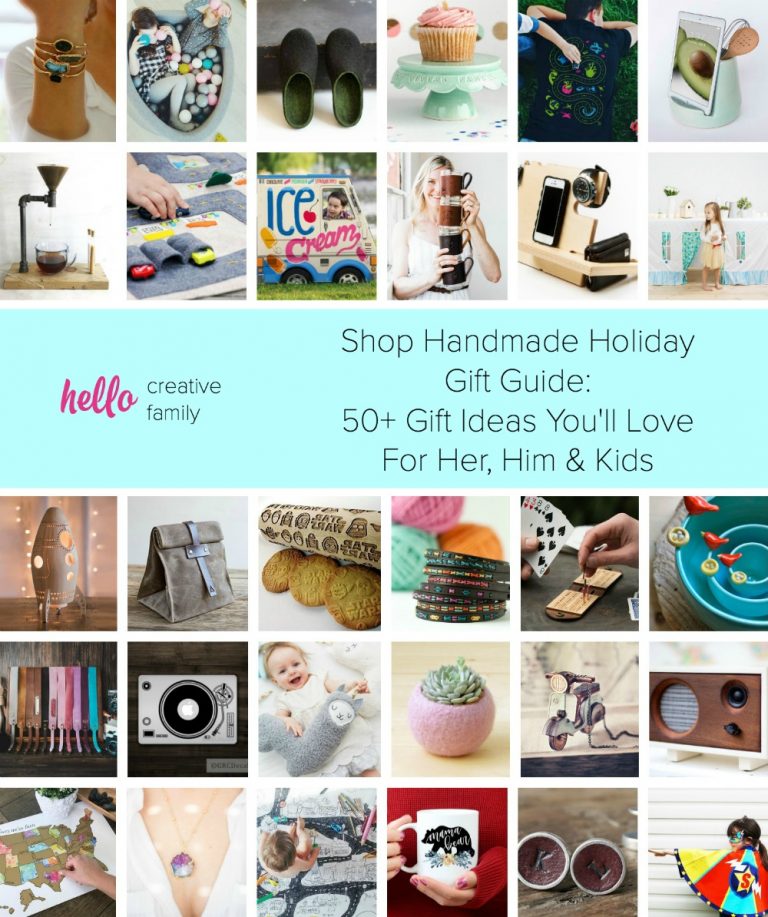 Shop handmade this holiday season! We have curated over 50 handmade gift ideas in all price ranges from Etsy to help you pick the perfect handmade gift for him, her and the kids! Pin this for easy gift giving for Christmas, birthdays, mothers day and fathers day! Great gift ideas for moms and dads too!