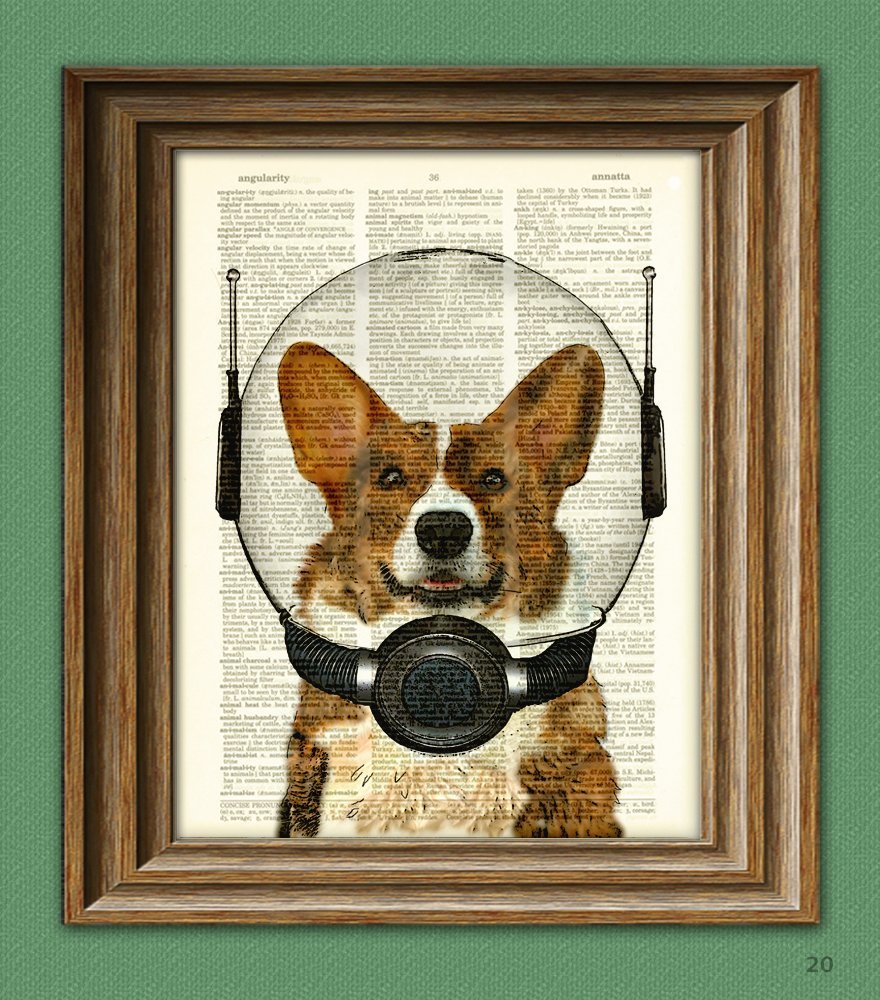 Handmade Holiday Gift Guide Gifts For Kids: Space Corgi Lieutenant Waffles Book Art Print from CollageOrama