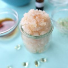 Exfoliate and moisturize your lips with our scrumptious DIY Vanilla Agave Sugar Lip Scrub! This recipe smells good enough to eat and the ingredients are so clean that you can! Easy to make in 5 minutes or less, this DIY recipe will become a beauty staple in your home that the whole family will love! Perfect for winter chapped lips! #DIY #DIYBodyProducts #Beauty #DIYBeauty
