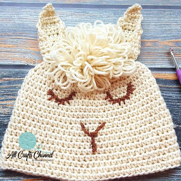 50+ Lovely Llama Crafts, Printables, SVG's DIY's, Food and Gift Ideas: Easy Crochet Llama Hat from All Crafts Channel