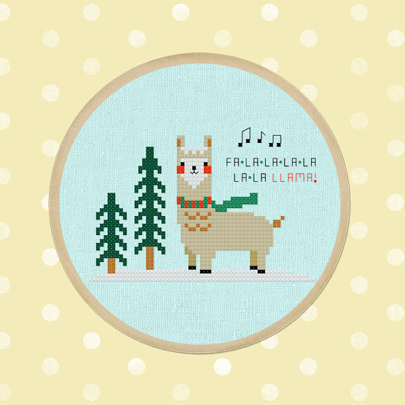 50+ Lovely Llama Crafts, Printables, SVG's DIY's, Food and Gift Ideas: Falala Llama Cross Stitch Pattern from And Wabisabi