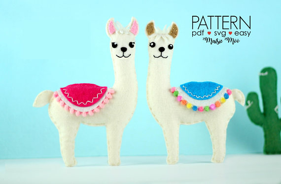 50+ Lovely Llama Crafts, Printables, SVG's DIY's, Food and Gift Ideas: Felt Llama Sewing Pattern from MaisieMooNZ