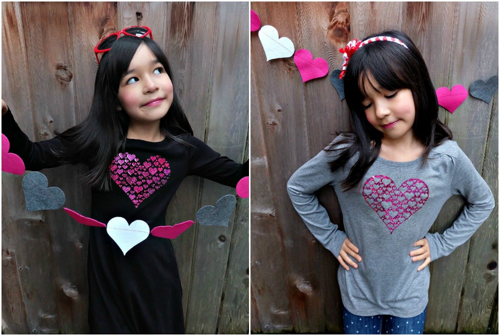 Celebrate Valentine's Day in style with this adorable DIY heart shirt! Make this project using your Cricut Maker or Cricut Explore. With this unique design one cut can make two shirts! Perfect for Valentine's Day parties or a handmade Valentine's Day or Galentine's Day gift. It would also make a fun BFF present! Includes free cut file! A fun shirt for kids or adults! #cricutmade #cricutmaker #cricutholiday