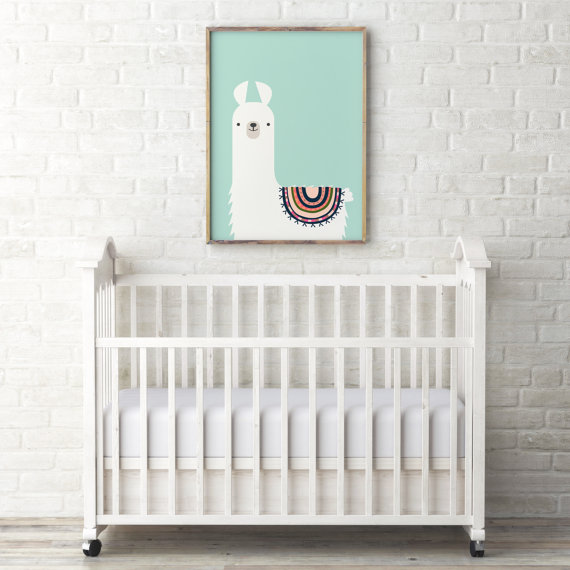 50+ Lovely Llama Crafts, Printables, SVG's DIY's, Food and Gift Ideas: Llama Nursery Printable from kiwiNberries