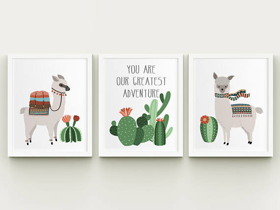 50+ Lovely Llama Crafts, Printables, SVG's DIY's, Food and Gift Ideas: Llama and Cactus Three Print Collection from Happy Print Creations
