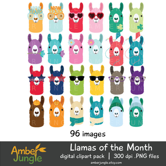 50+ Lovely Llama Crafts, Printables, SVG's DIY's, Food and Gift Ideas: Llama of the Month Image Collection from Amber Jungle