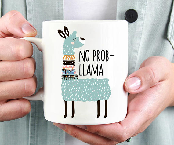 50+ Lovely Llama Crafts, Printables, SVG's DIY's, Food and Gift Ideas: No Prob-llama Mug from MomentidiVita on Etsy