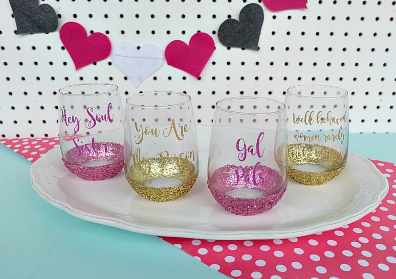Glitter wine glass candle and chocolate gift set 