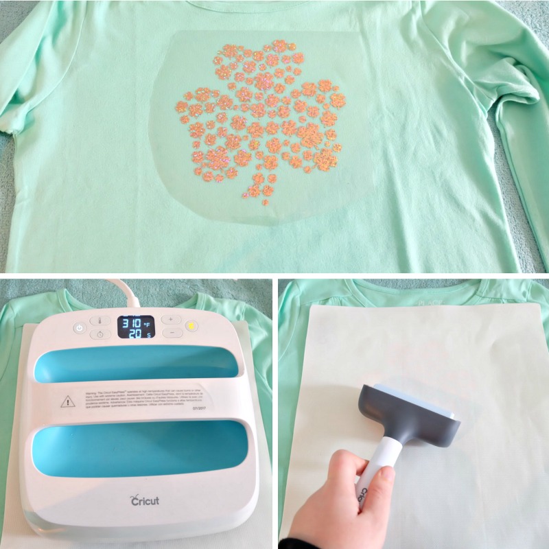 Celebrate St. Patrick's Day in style with this adorable DIY shamrock shirt! Make this project using your Cricut Maker or Cricut Explore. With this unique design one cut can make two shirts! Includes free cut file! A fun shirt for kids or adults! #cricutmade #cricutmaker #cricutholiday #KidsClothes