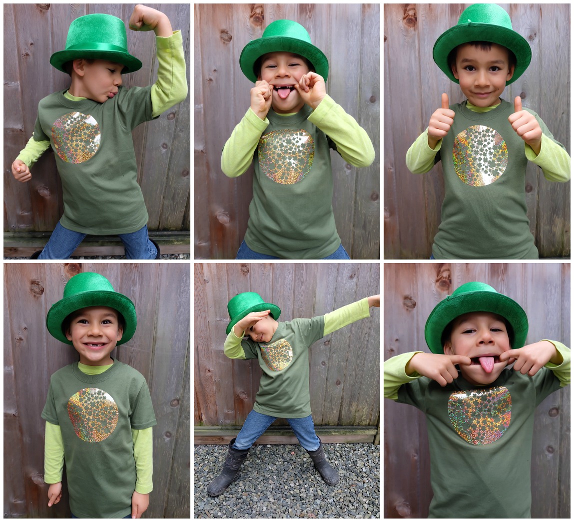 Celebrate St. Patrick's Day in style with this adorable DIY shamrock shirt! Make this project using your Cricut Maker or Cricut Explore. With this unique design one cut can make two shirts! Includes free cut file! A fun shirt for kids or adults! #cricutmade #cricutmaker #cricutholiday #KidsClothes