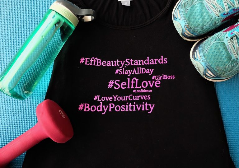 DIY Body Positive Hashtag Word Art Workout Top