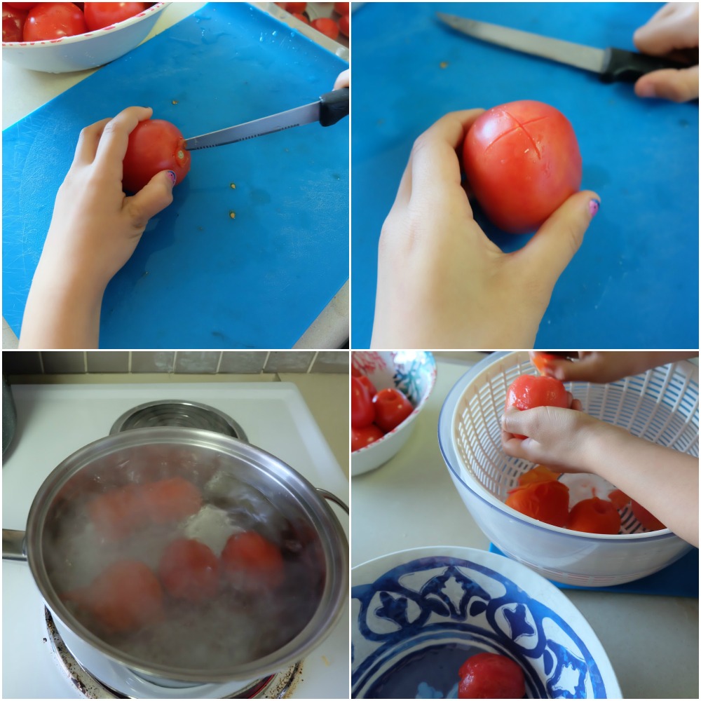 Get canning with your family this summer! We're sharing our top tips for canning with kids along with step by step photos and instructions for how to make our Easy Italian Herb Canned Tomatoes Recipe! We take all the intimidation out of canning so you can pass this handmade art along to your kids! #Canning #Recipe #Tomatoes #KidsCooking