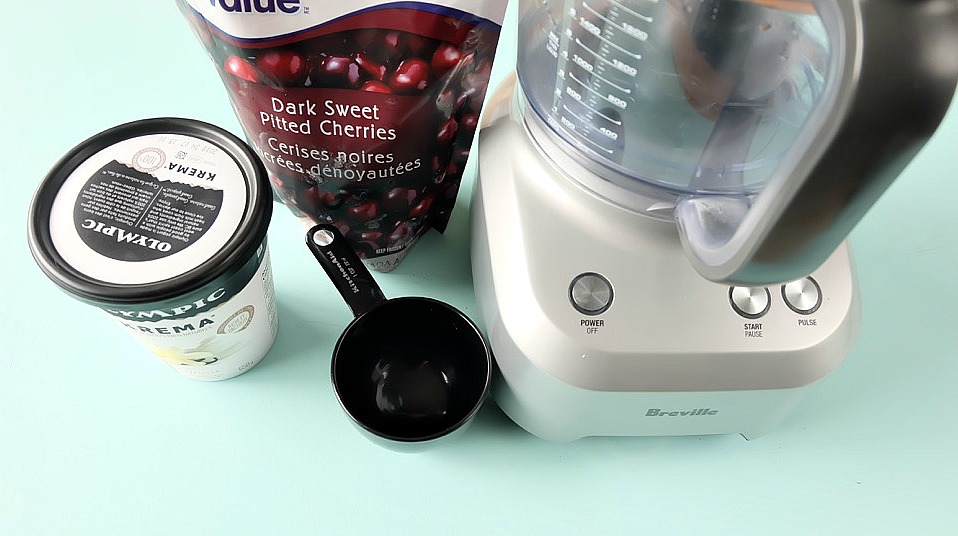 Easy to make and oh so delicious, this no churn healthy cherry vanilla frozen yogurt recipe is a family friendly favorite. This recipe can be made in 60 seconds or less with two simple ingredients. The perfect guilt free frozen summer treat! #dessert #recipe #icecream #healthyrecipe