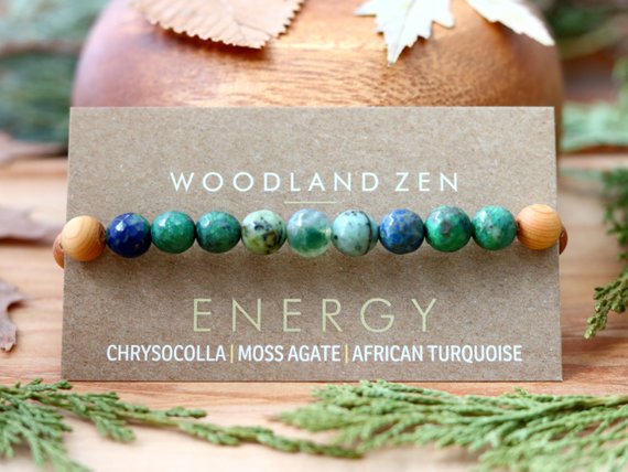Handmade School Supplies & Accessories You'll Love: Crystal and Wood Anxiety Bracelet from Woodland Zen