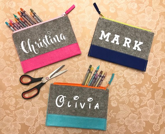 School Accessories You'll Love: Custom Felt Pencil Pouch from Handcrafted Mommy