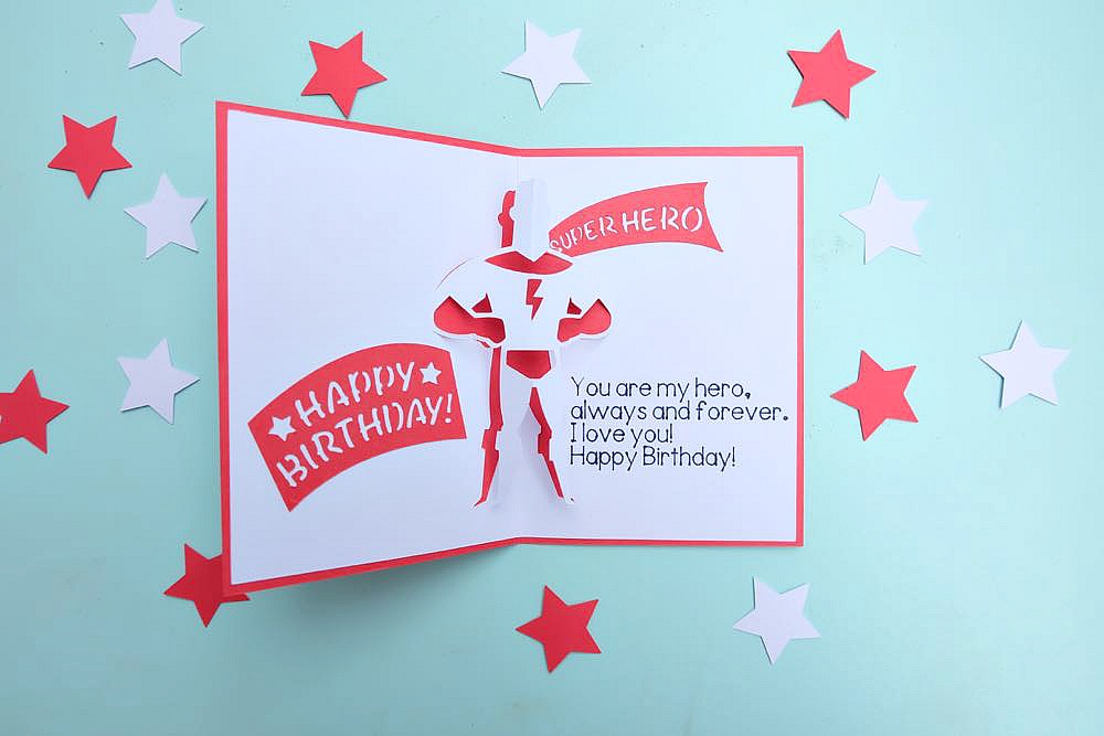 Let your favorite superhero know how much you love them on their birthday with this DIY Superhero Birthday Card and Envelope Set. Made using your Cricut, this project is easy enough for those new to card making but packs a big impact. The perfect handmade element for a birthday gift. #Cricut #CricutMade #Superhero #Birthday
