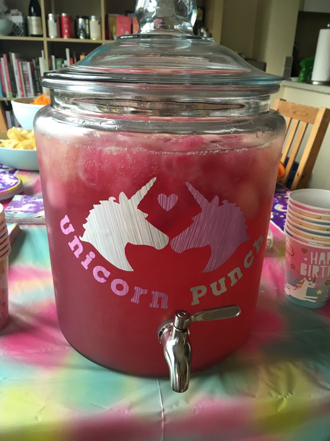 Unicorn punch for a unicorn themed birthday party food and beverage idea