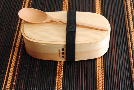 Handmade School Supplies & Accessories You'll Love: Japanese Bento Box with Fork and Spoon from Japanese Kitchen