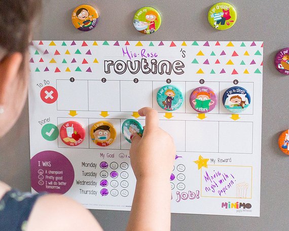 Handmade School Supplies & Accessories You'll Love: My School Days Routine Magnet Set from Minimo Motivation