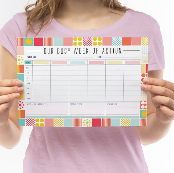 Handmade School Supplies & Accessories You'll Love: Our Busy Week Of Action Printable Calendar from Sam Osborne Store