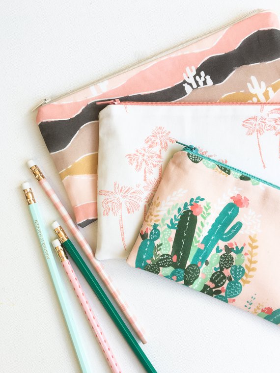 Palm Springs Pencil Pouches from Mama Bleu Designs