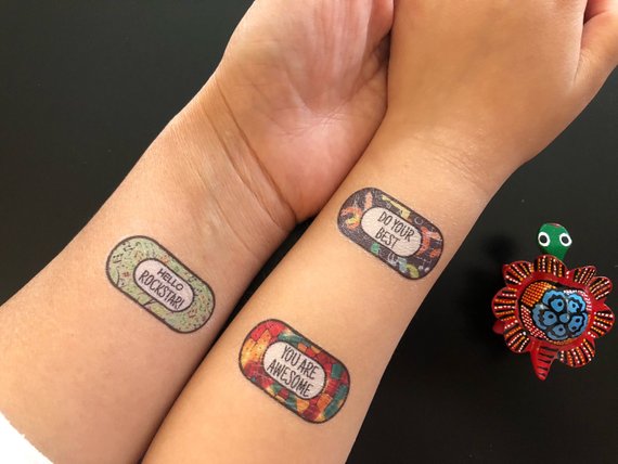Handmade School Supplies & Accessories You'll Love: Positive Affirmation Temporary Tattoos from Snugamate