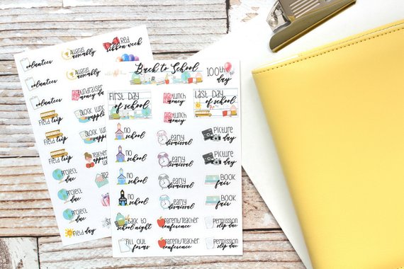 Handmade School Supplies & Accessories You'll Love: School Events Planner Stickers from Nikki Plus Three
