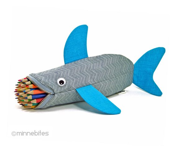School Accessories You'll Love: Shark Pencil Pouch from minnebites