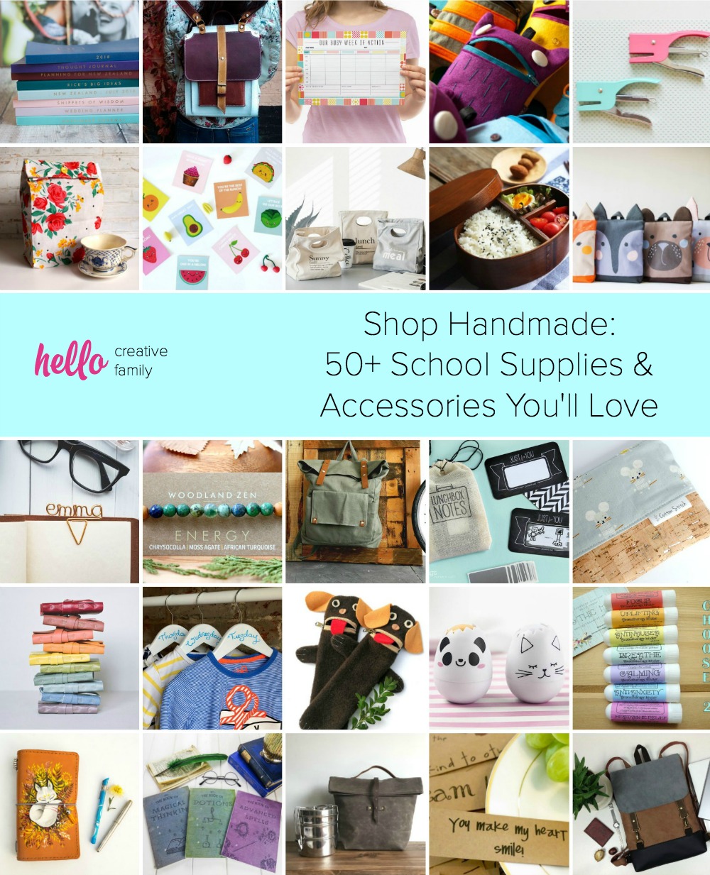 From backpacks, lunch bags and pencil pouches to pencils, family organization and kids anxiety tools, we've shopped Etsy to find 50 of the best handmade school supplies and accessories that your kids are sure to love! #handmade #backtoschool #Etsy #giftideas