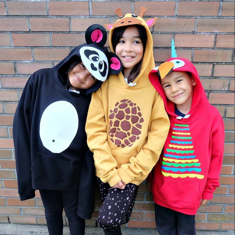 DIY No Sew Group Halloween Costumes- Parrot, Giraffe and Panda Made With The Cricut Maker