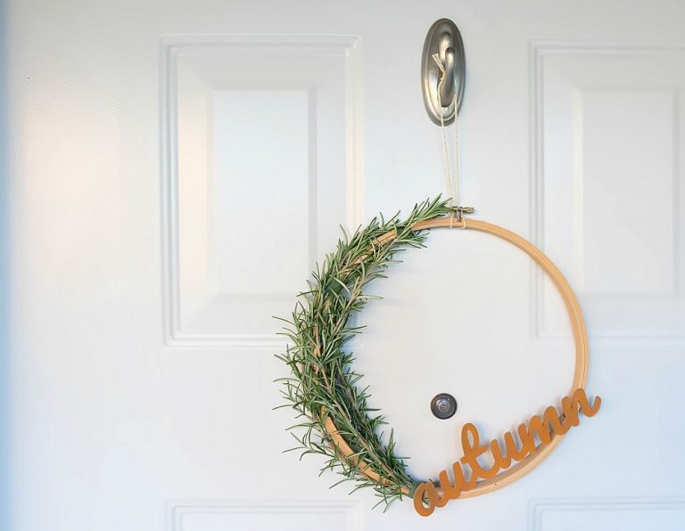 Simple DIY Rosemary Autumn Wreath- Made With The Cricut Maker + Free SVG File