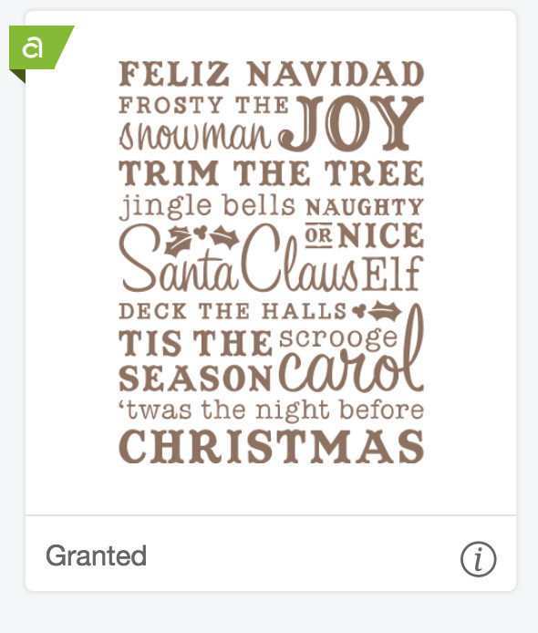 Christmas word art cut file from Cricut Access