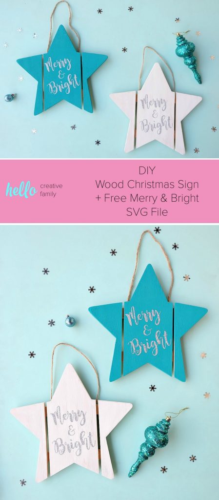 DIY Wood Christmas Sign = Free Merry And Bright SVG File