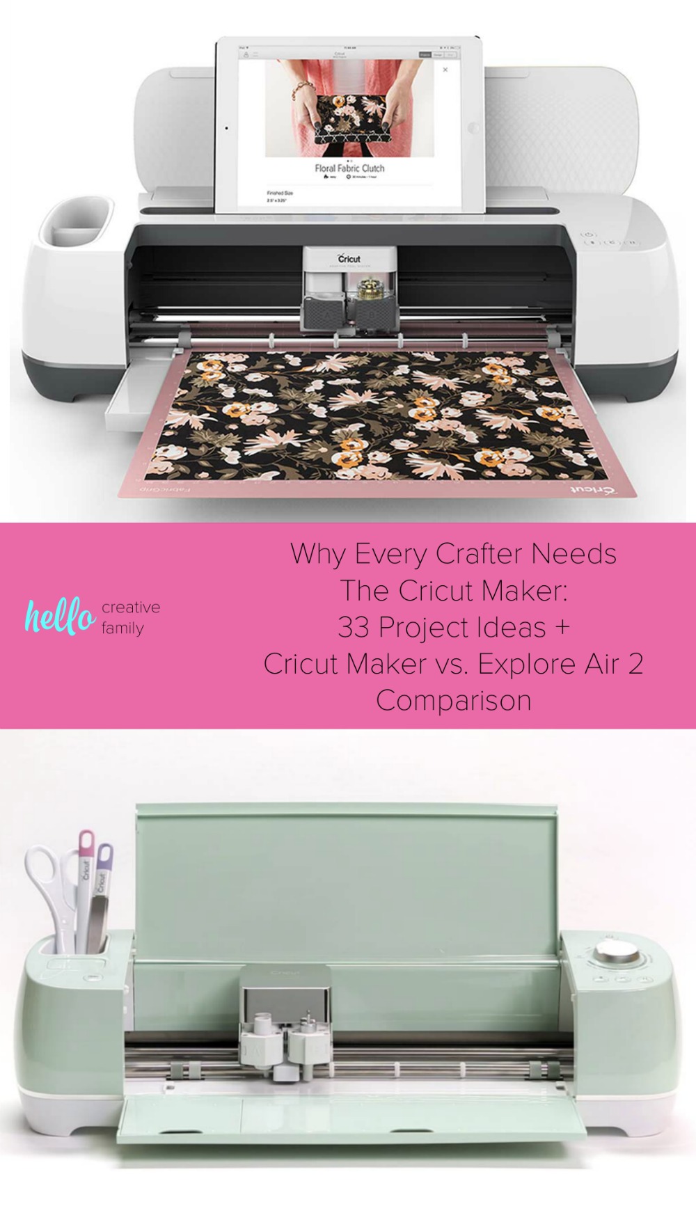 Still on the fence about if you should buy a Cricut? We're here sharing why we think every maker, diyer and crafter needs the Cricut Maker. We're also sharing 33 project ideas for the Cricut Maker and comparing the Cricut Maker vs the Explore Air 2. #Cricut #CricutMaker #CricutMade #CricutProjects